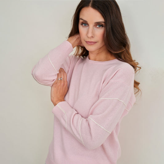 Bianca Spiral Sleeve Cashmere Crew Neck