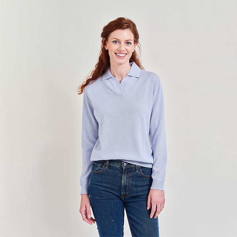 Heather Shirt Collar Cashmere Sweater