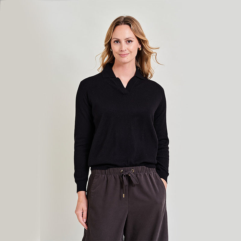 Heather Shirt Collar Cashmere Sweater