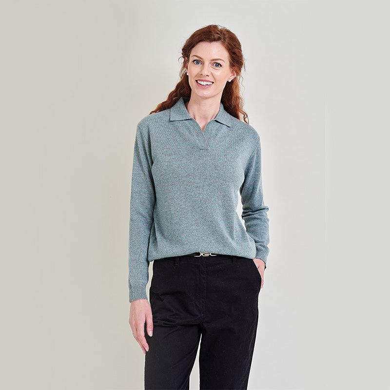 Heather Shirt Collar Cashmere Sweater