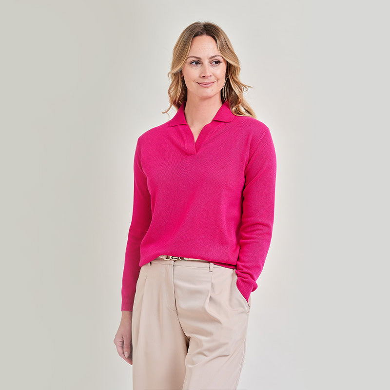 Heather Shirt Collar Cashmere Sweater