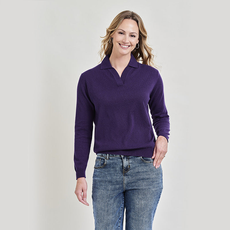 Heather Shirt Collar Cashmere Sweater