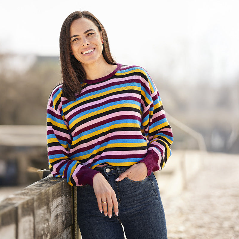 Katy Striped Cashmere Crew Neck