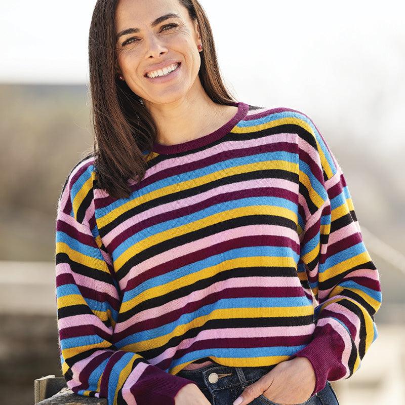 Katy Striped Cashmere Crew Neck