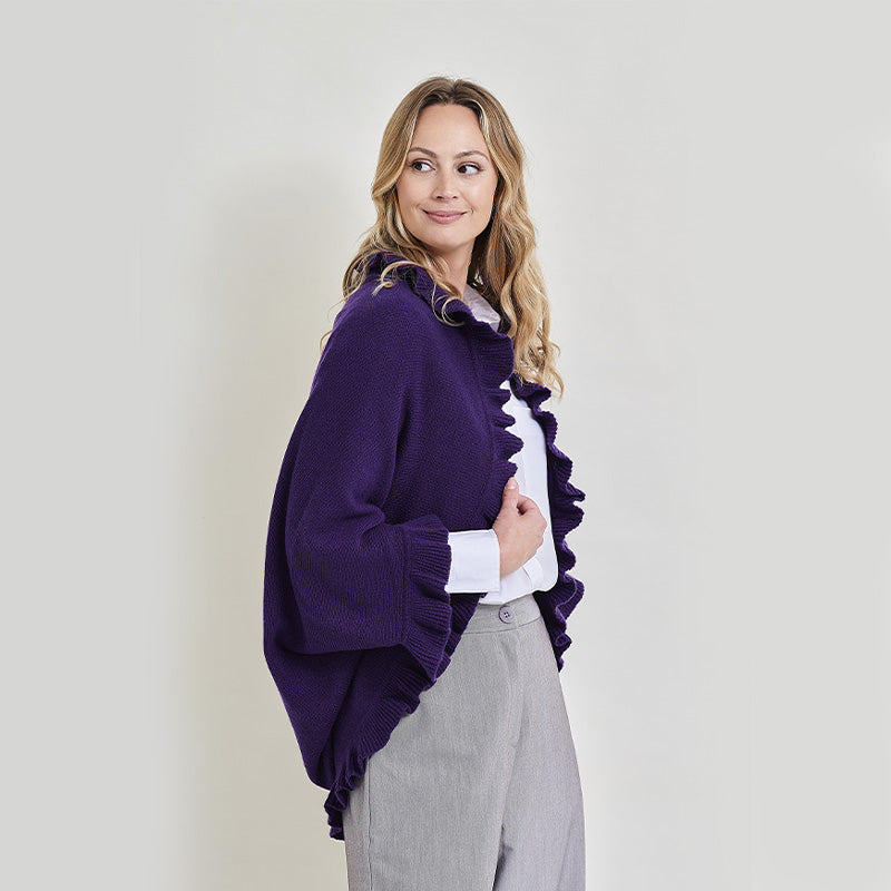 Kylie 4 Ply Cashmere Frilled Shrug