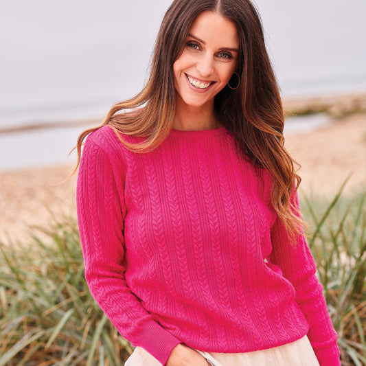 Luna Cashmere Cable Crew Neck