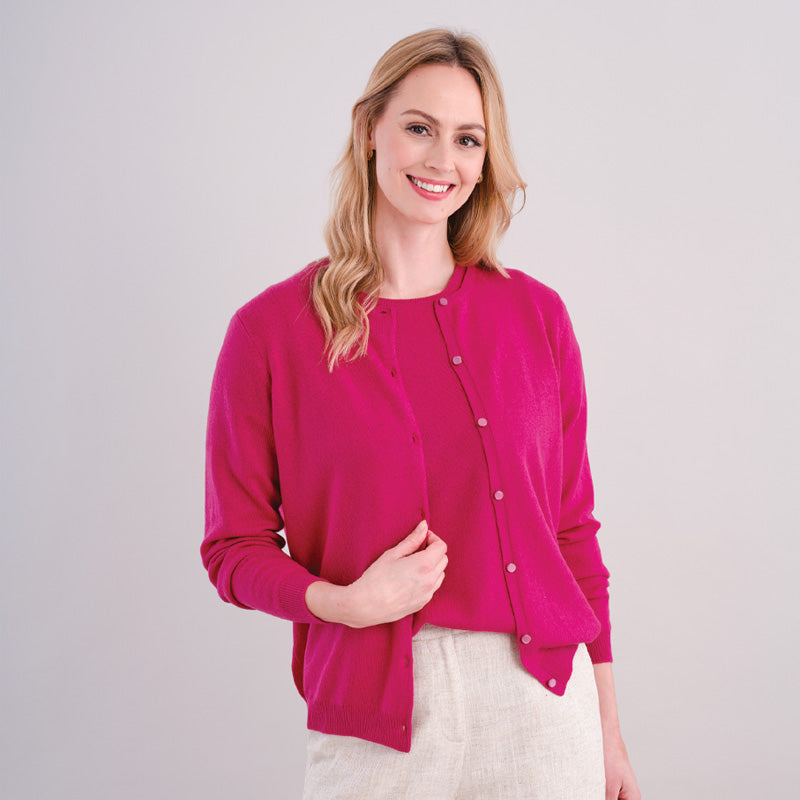 Michelle Cashmere Crew Neck Cardigan