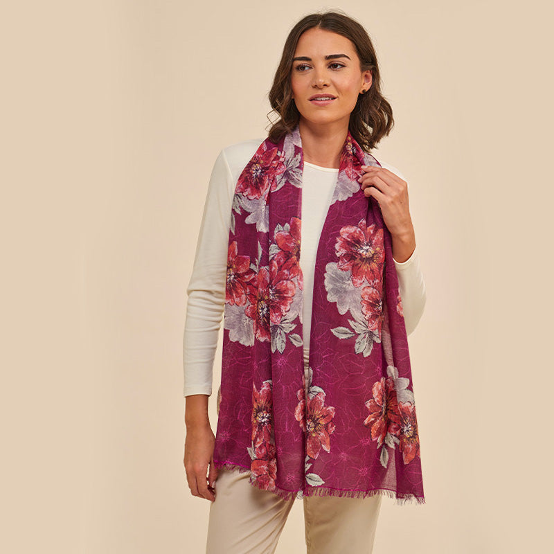 Poinsettia Pink Cashmere Stole