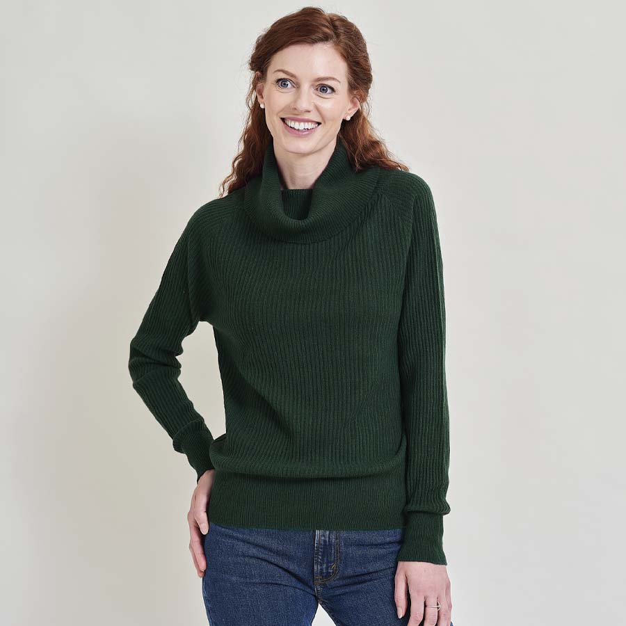 Selena Cashmere Ribbed Cowl Neck