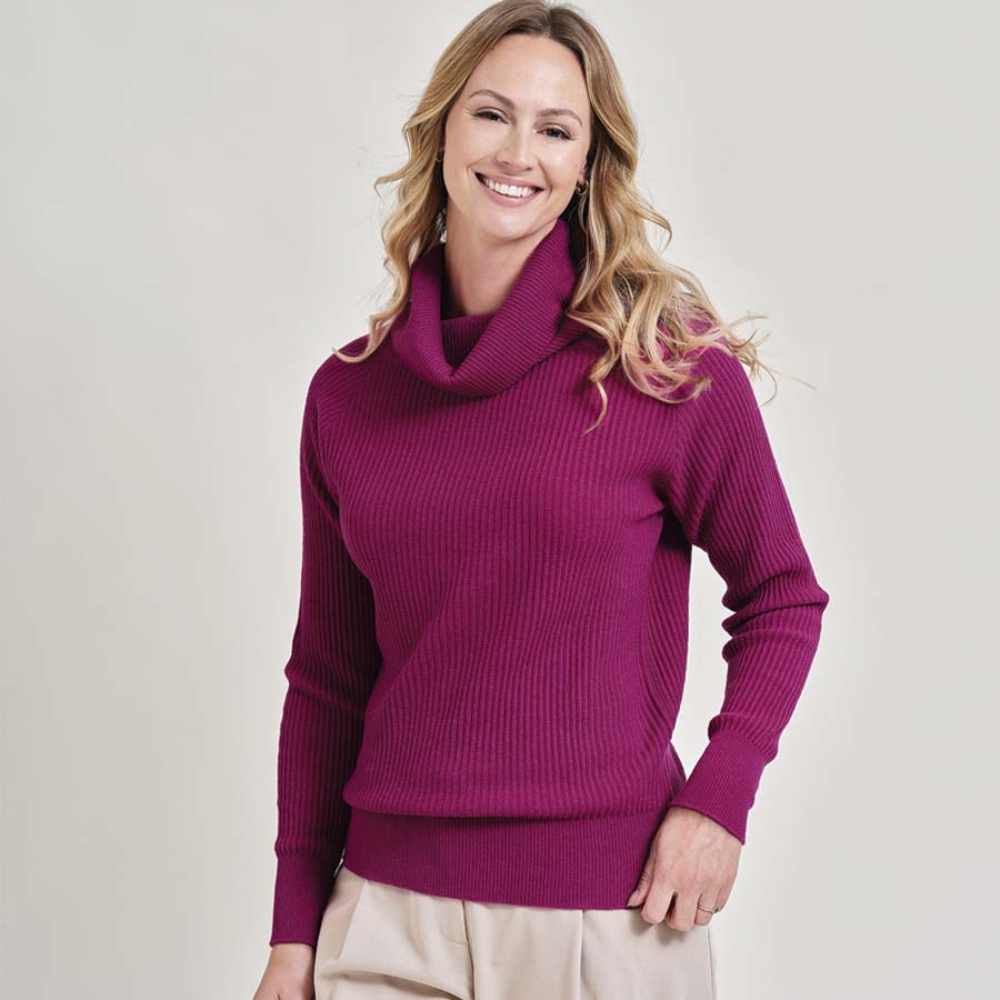 Selena Cashmere Ribbed Cowl Neck