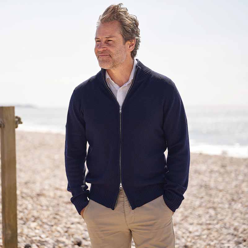 Stewart 4 Ply Cashmere Zip Cardigan