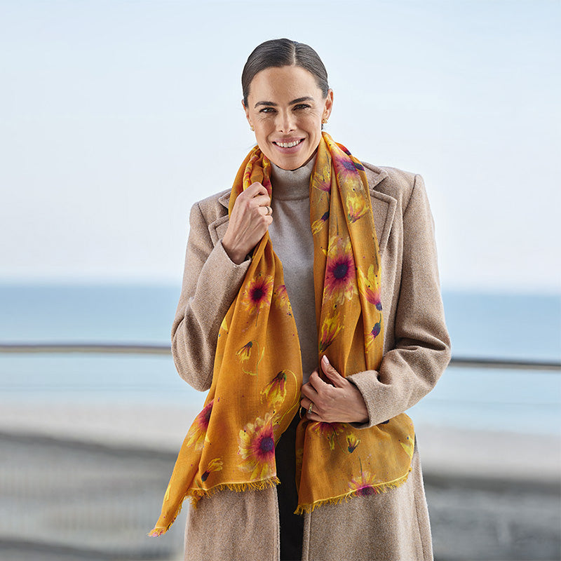 Sunflowers Printed Cashmere Pashmina Stole