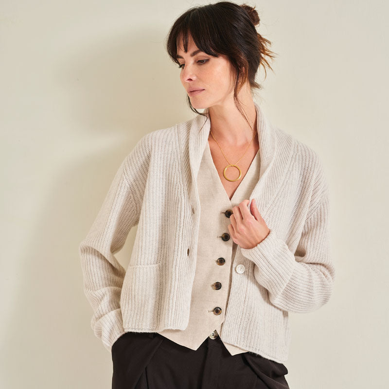 The Cosy 4 Ply Cashmere Collar Cardigan