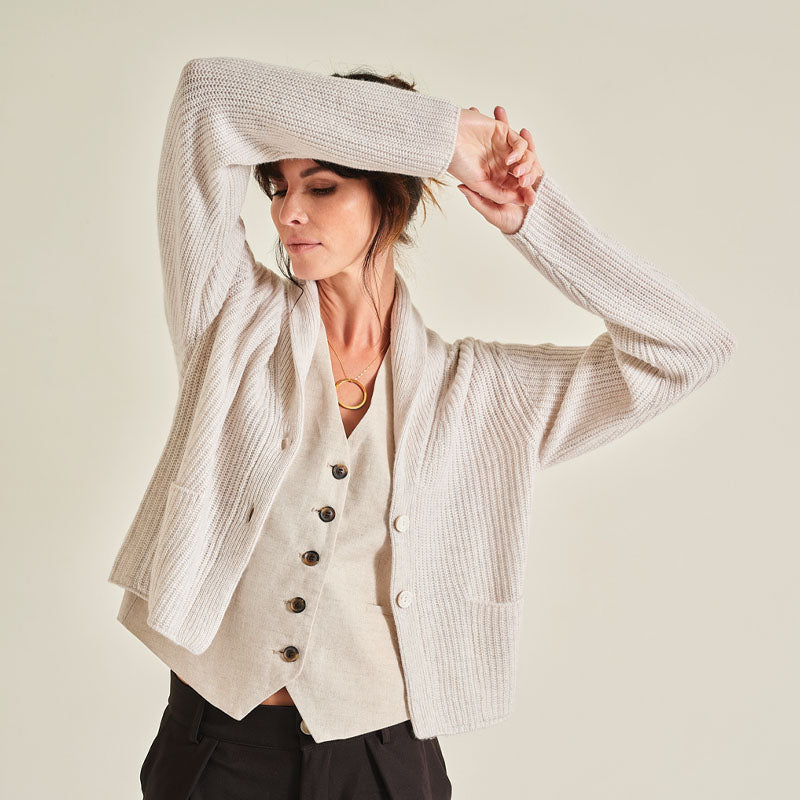 The Cosy 4 Ply Cashmere Collar Cardigan