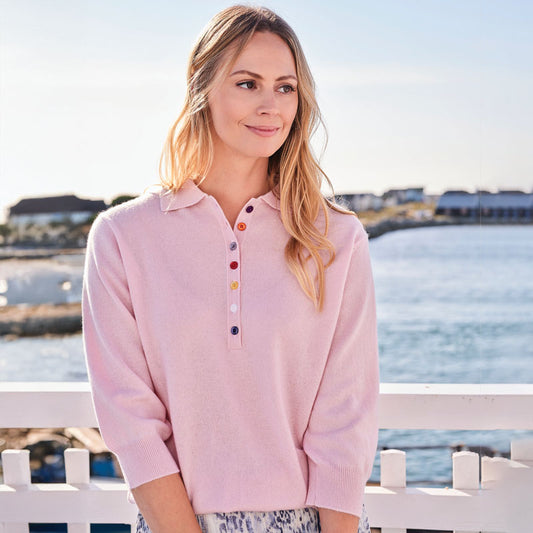 Tatiana Cashmere Button Shirt Collar