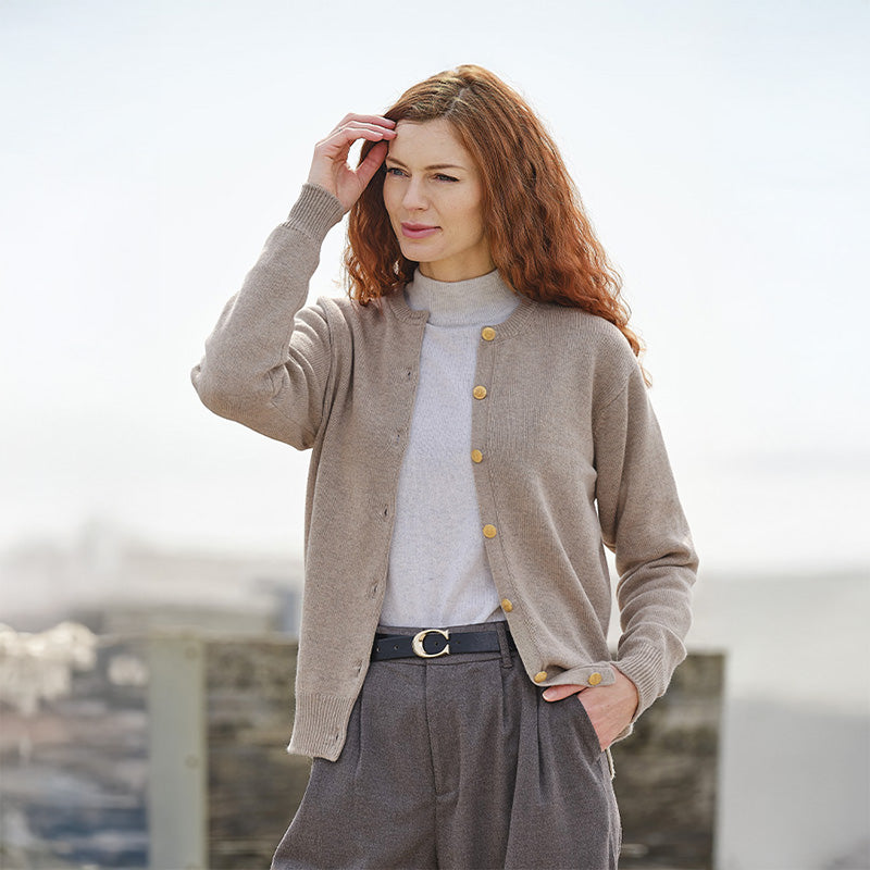 Teresa 4 Ply Cashmere Crew Neck Cardigan