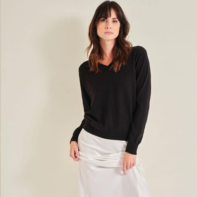 The Cashmere Fitted V Neck Sweater