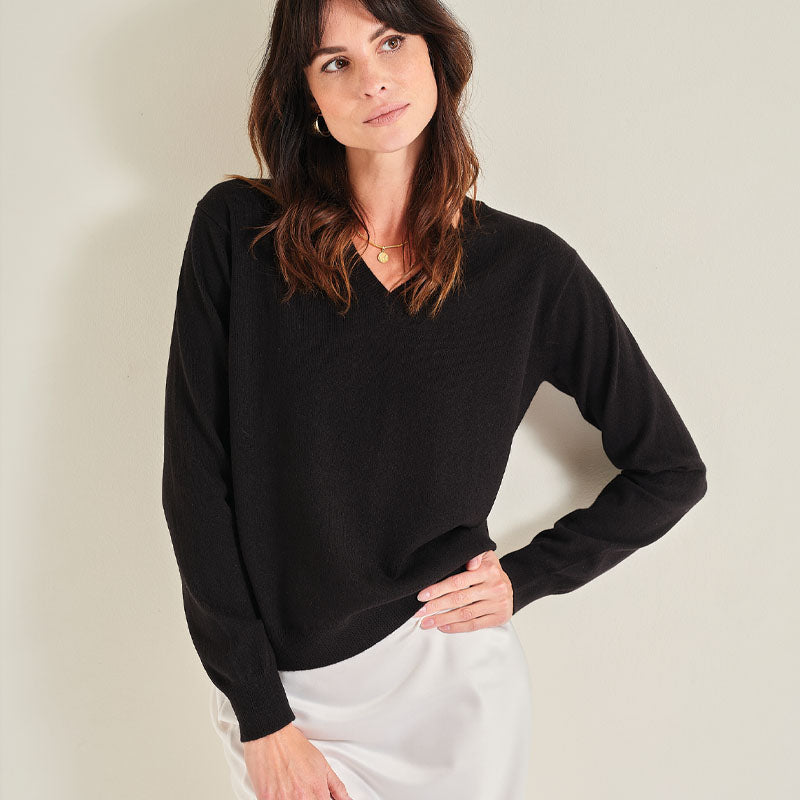The Cashmere Fitted V Neck Sweater