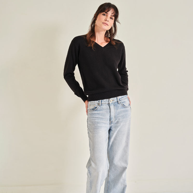 The Cashmere Fitted V Neck Sweater