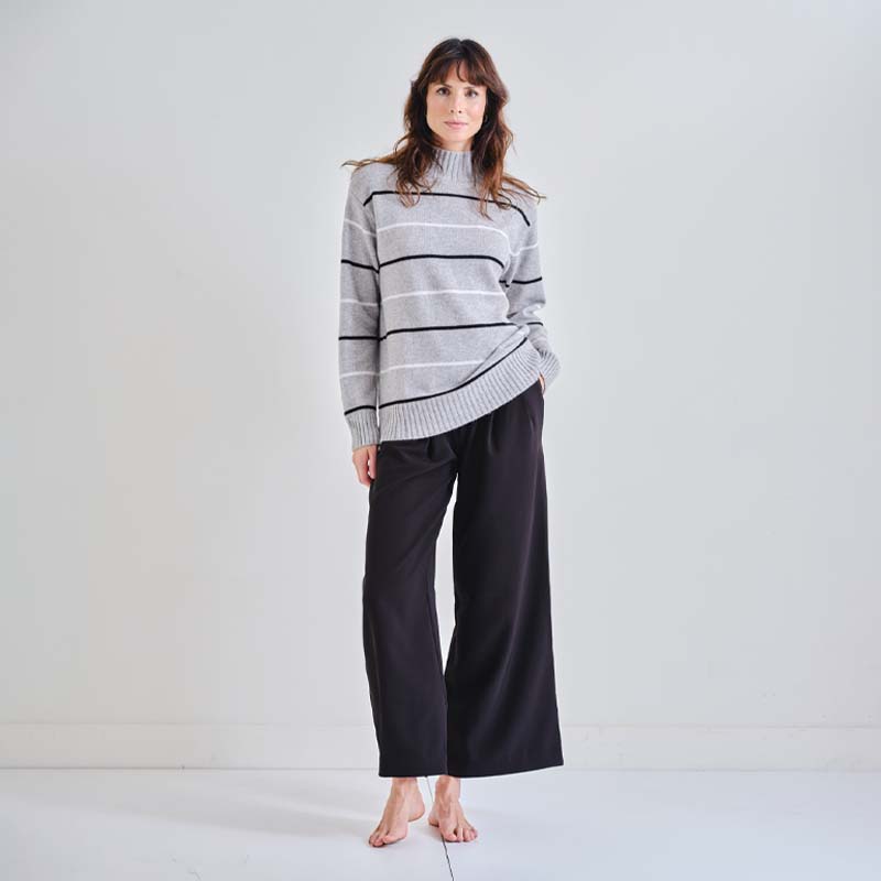 The Cashmere Striped Turtle Neck Sweater