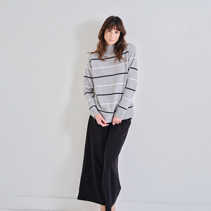 The Cashmere Striped Turtle Neck Sweater