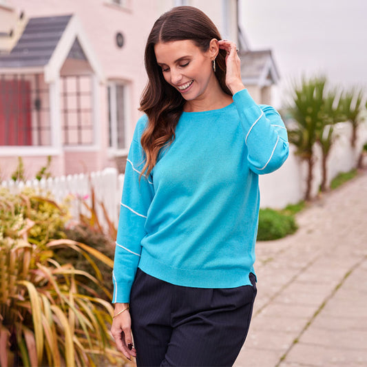 Bianca Spiral Sleeve Cashmere Crew Neck