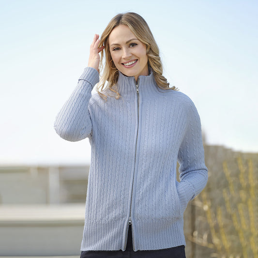 Chelsea Cashmere Zip Cable Jacket