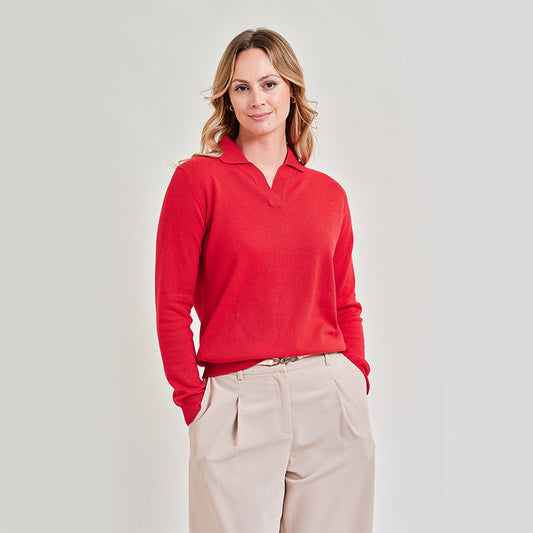 Heather Shirt Collar Cashmere Sweater