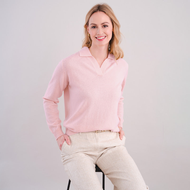 Heather Shirt Collar Cashmere Sweater