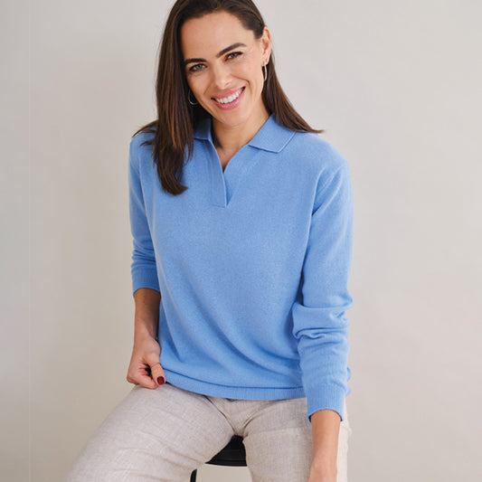Heather Shirt Collar Cashmere Sweater