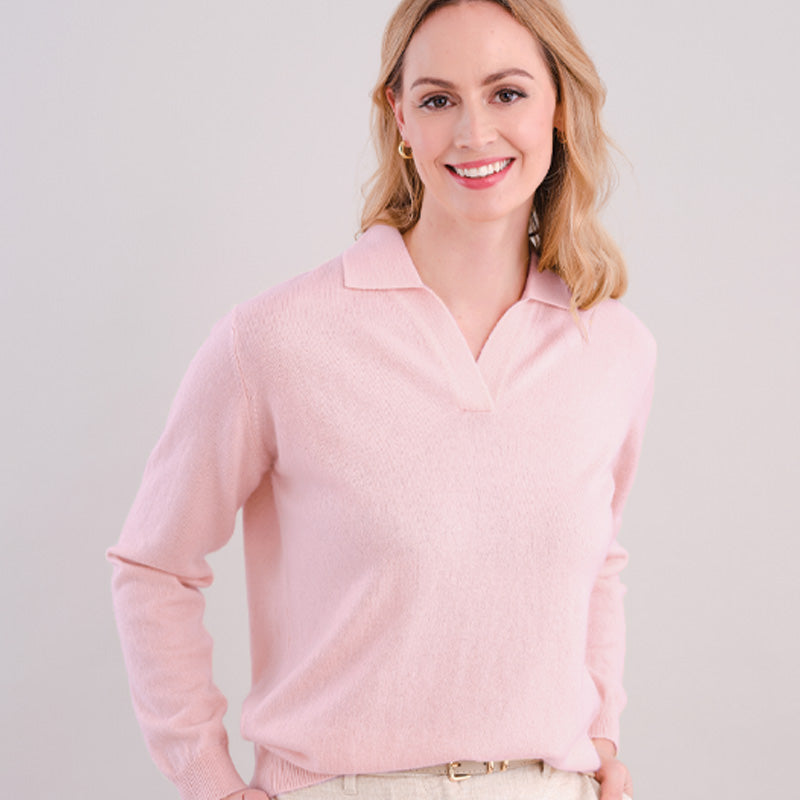 Heather Shirt Collar Cashmere Sweater