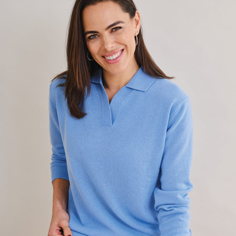 Heather Shirt Collar Cashmere Sweater
