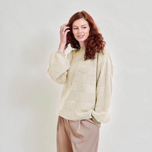 Kayla 4 Ply Cashmere Checkered Crew