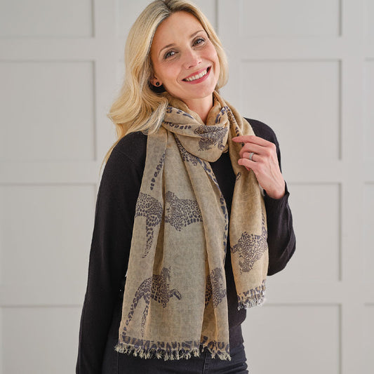 Lounging Leopards Cashmere Pashmina