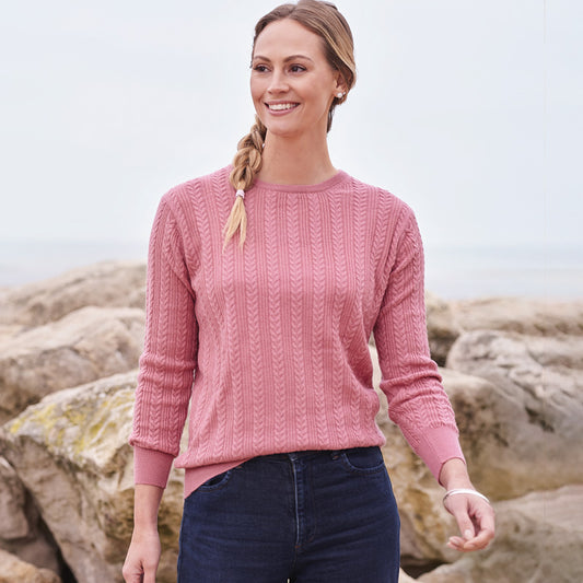 Luna Cashmere Cable Crew Neck