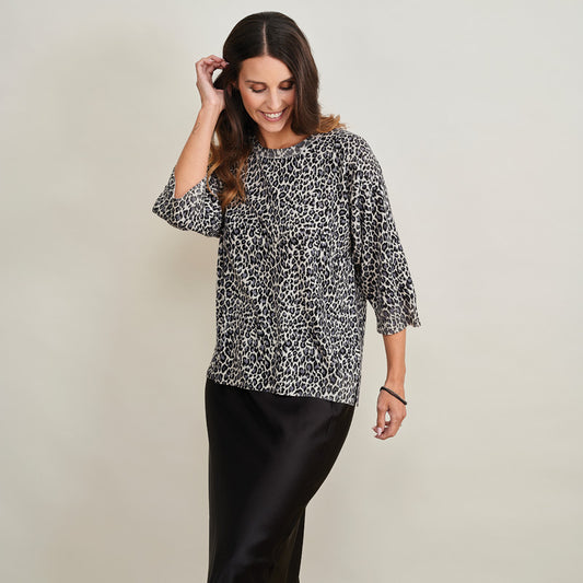 Lyra Leopard Print Cashmere Tunic