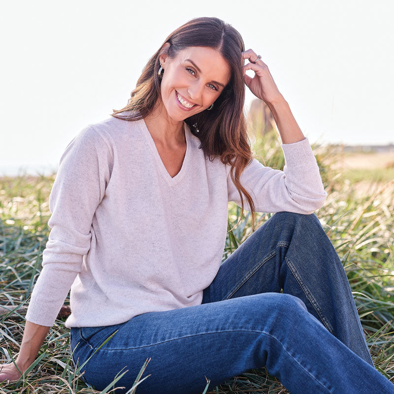 Melissa V-Neck 2 Ply Cashmere Sweater