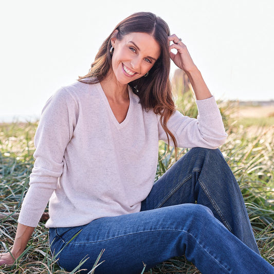 Melissa V-Neck 2 Ply Cashmere Sweater