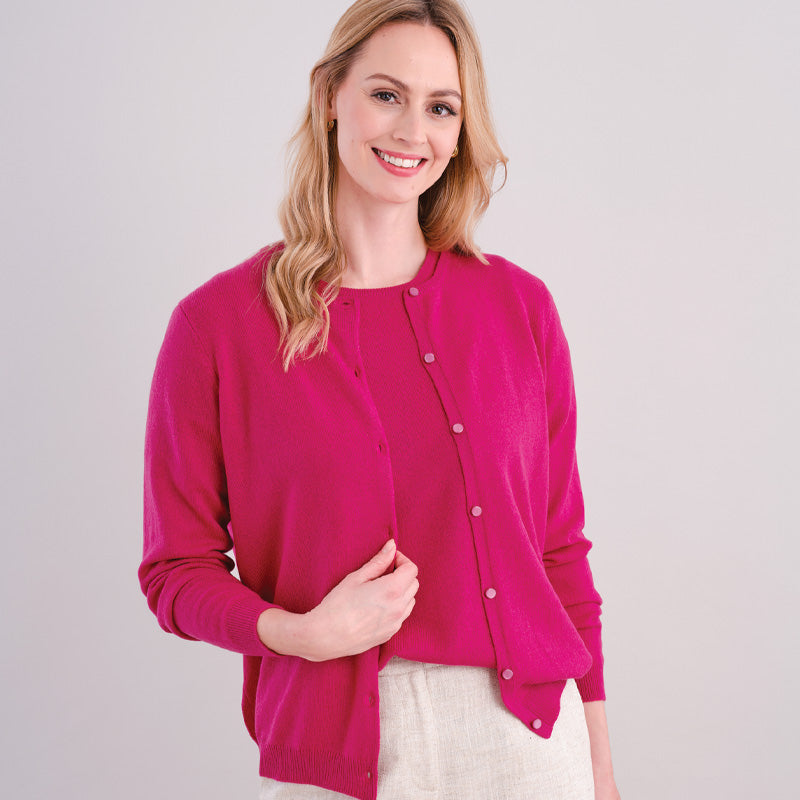Michelle Cashmere Crew Neck Cardigan