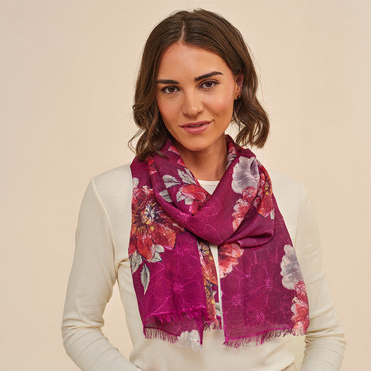 Poinsettia Pink Cashmere Stole