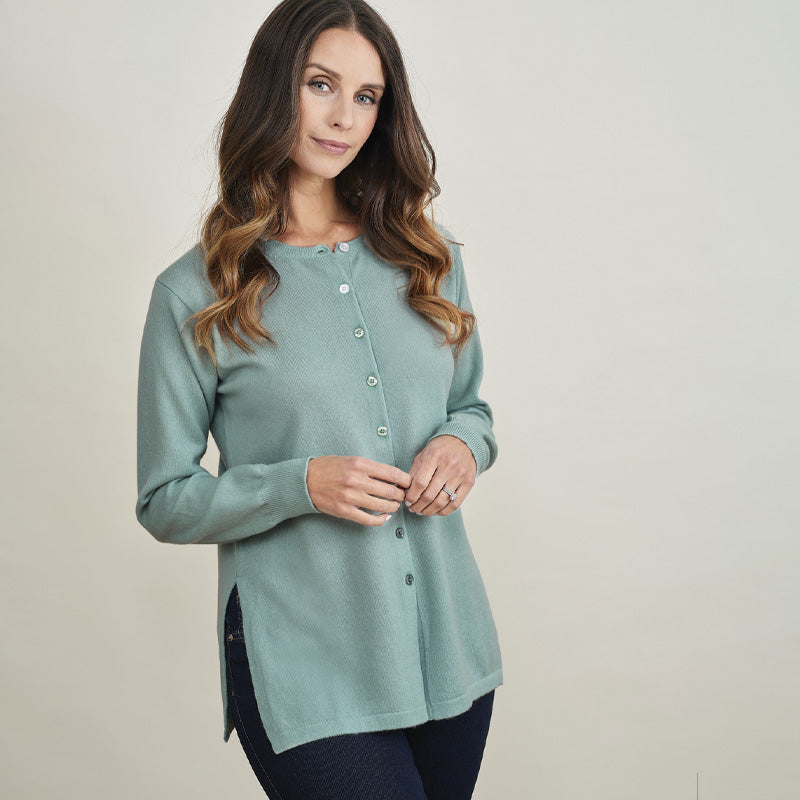 Quinn High Vent Cashmere Cardigan