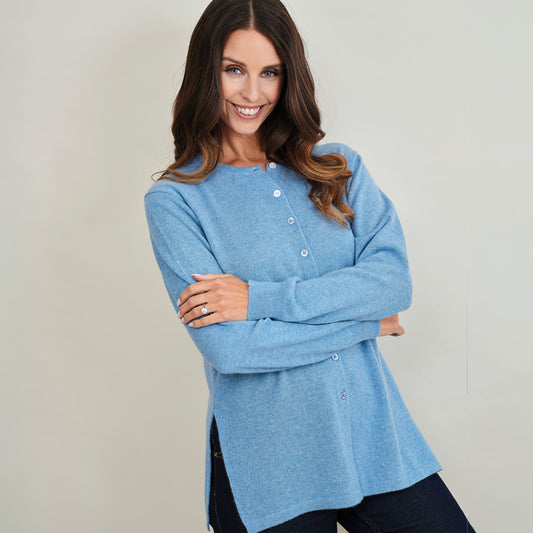 Quinn High Vent Cashmere Cardigan