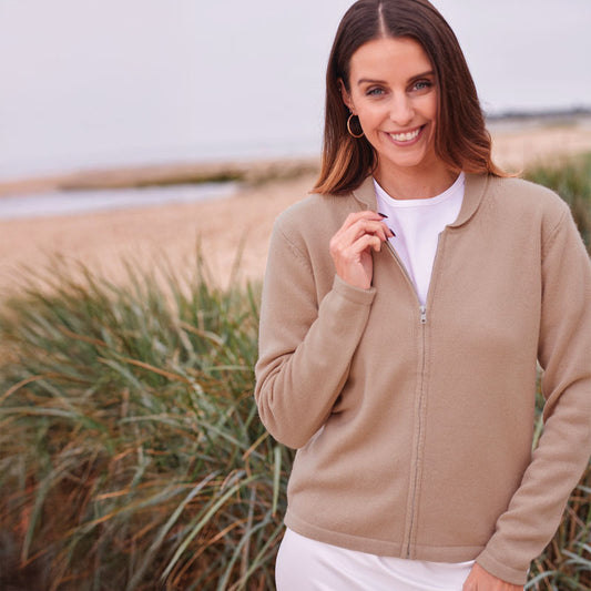 Serena 4 Ply Cashmere Zip Cardigan