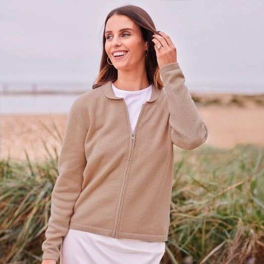 Serena 4 Ply Cashmere Zip Cardigan