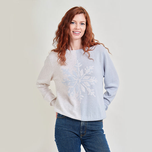 'Snowflake' Intarsia Cashmere Crew