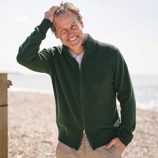 Stewart 4 Ply Cashmere Zip Cardigan