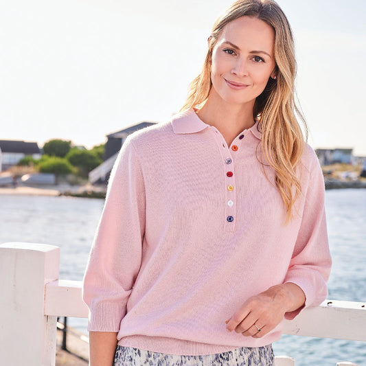 Tatiana Cashmere Button Shirt Collar