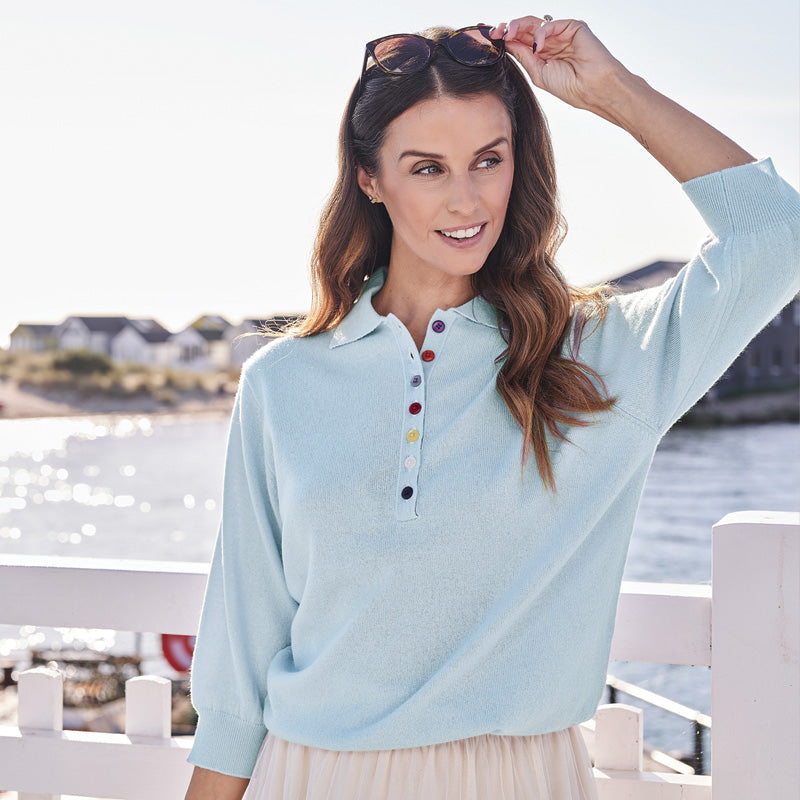 Tatiana Cashmere Button Shirt Collar