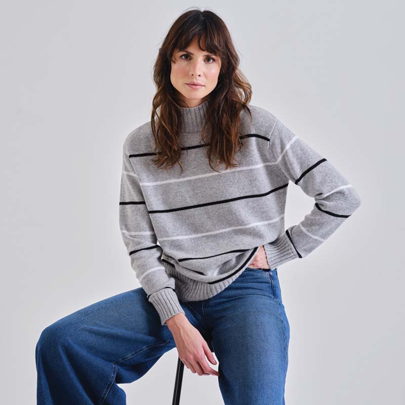 The Cashmere Striped Turtle Neck Sweater