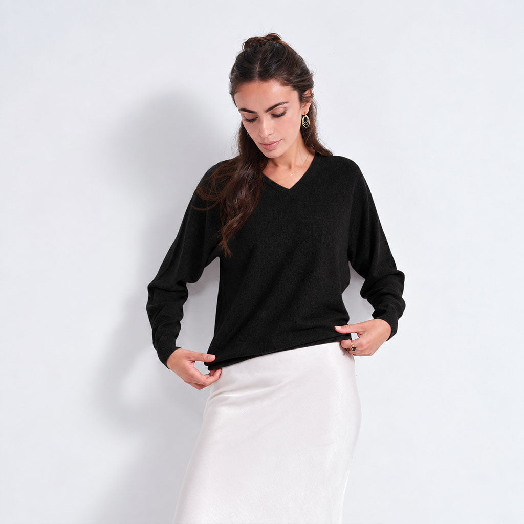The Dolman Cashmere V-Neck Sweater